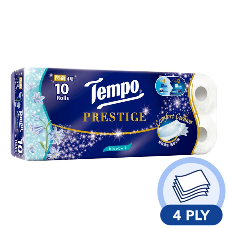 Tempo Bathroom Tissue - Bluebell (4ply) 10 x 130 per pack