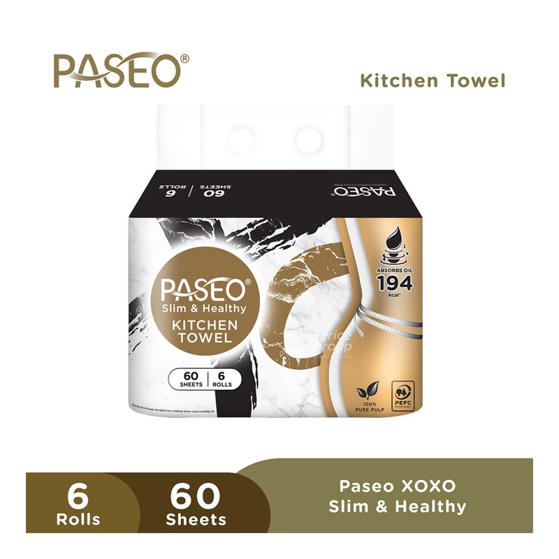 Paseo Slim & Healthy Kitchen Towel 6 x 60 per pack