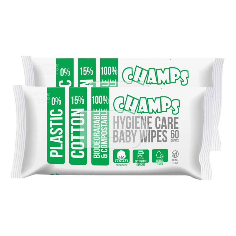 Champs Baby Wipes - Hygiene Care 2 x 60 per pack