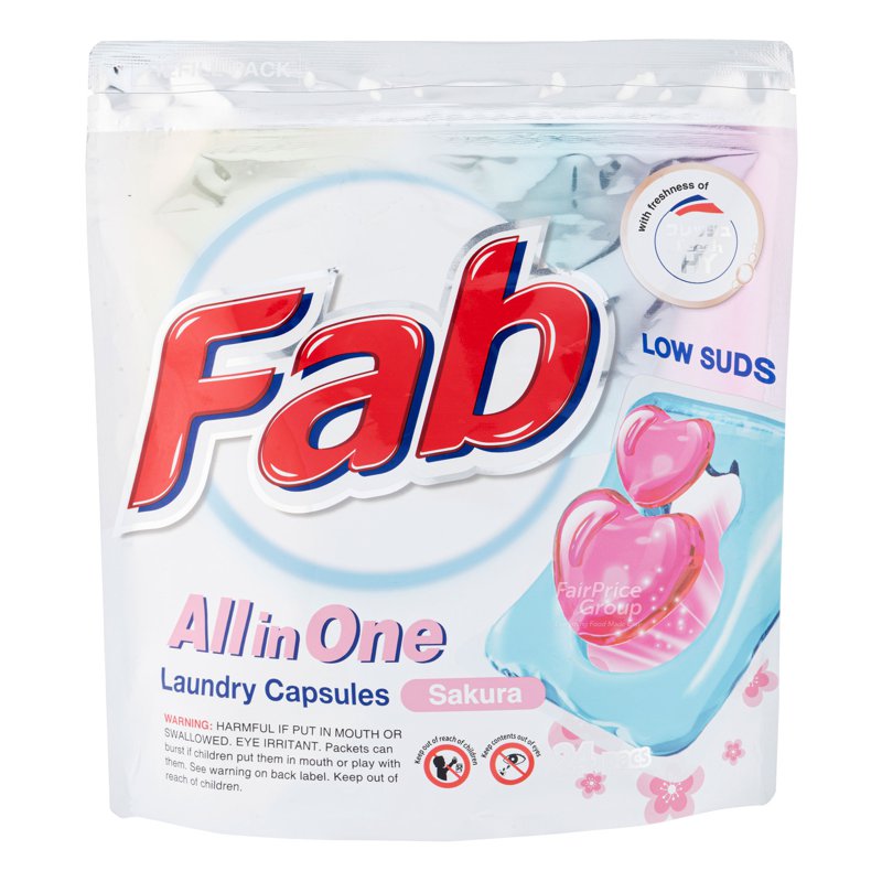 Fab All In One Low Suds Laundry Capsules - Sakura (Refill) 24 per pack