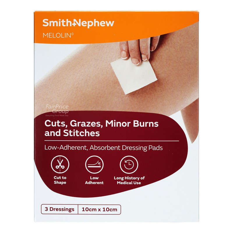 Smith & Nephew Plasters - Melolin (10cm x 10cm) 3 per pack