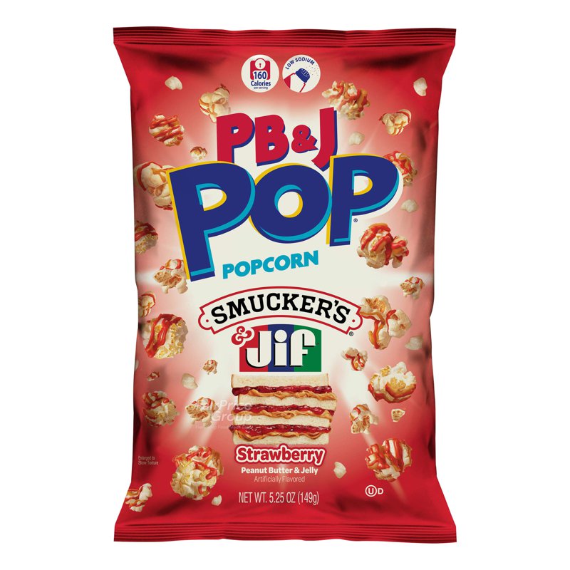 CANDY POP Peanut Butter & Jelly Pop Smuckers & Jif Popcorns - Strawberry