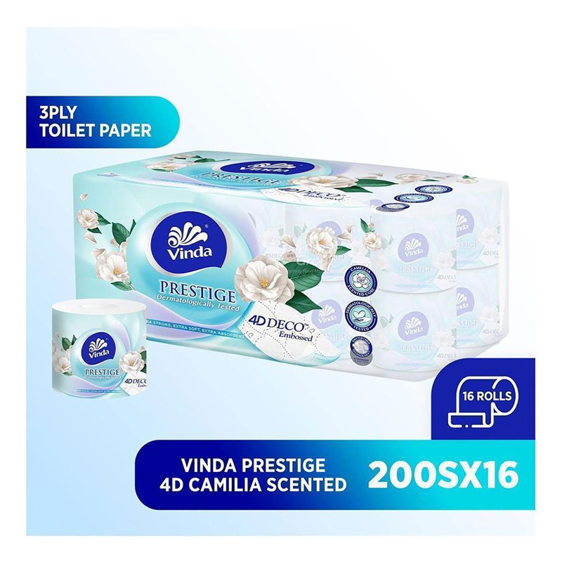 Vinda Prestige Bathroom Tissue - 4D Deco Embossed (3ply) 16 x 200 per pack