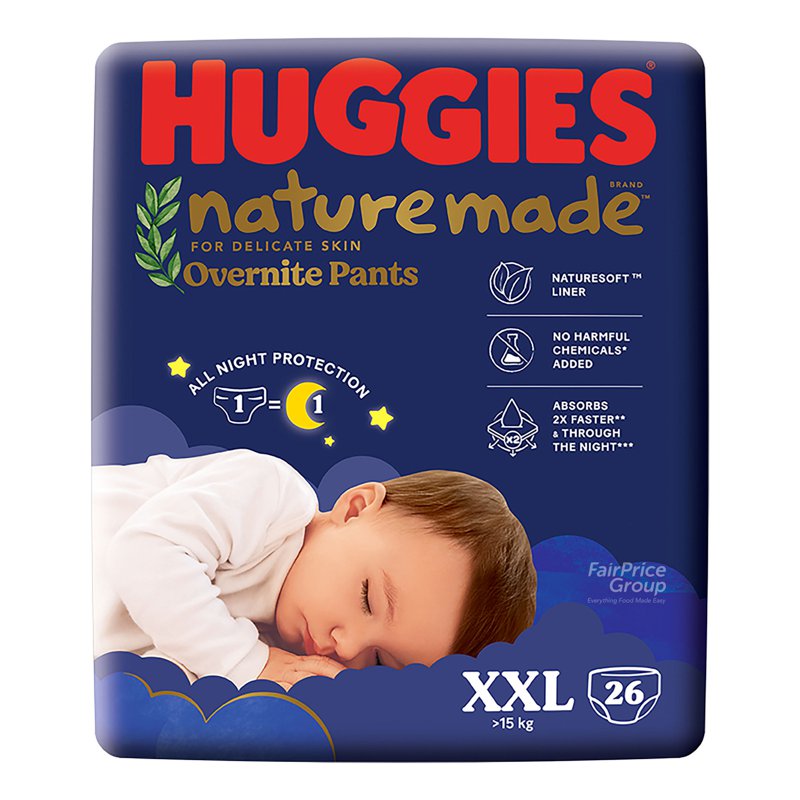 Huggies Baby Diaper Naturemade Overnite Pants - Xxl( above) 26 per pack
