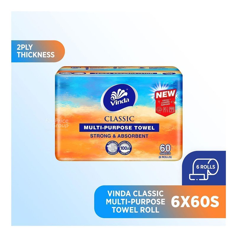 Vinda Classic Towel Rolls - Multi Purpose (2ply) 6 x 60 per pack