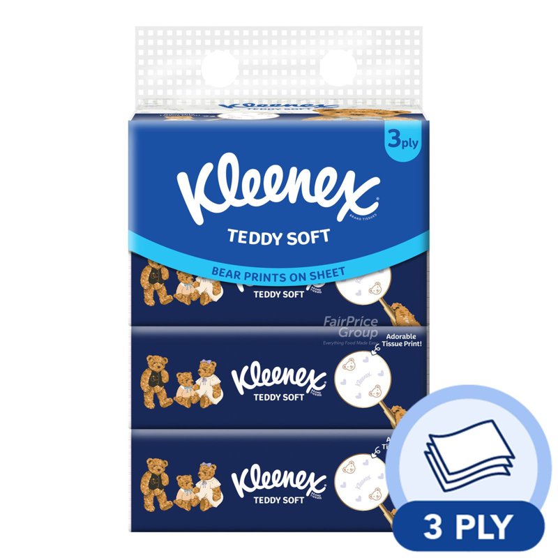 Kleenex Facial Tissue Soft Pack - Teddy (3ply) 4 x 100 per pack