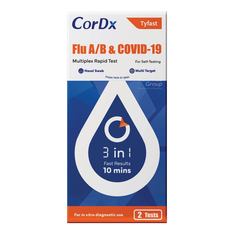 Tyfast Cordx Flu A/B & Covid-19 Multiplex Rapid Test 2 per pack