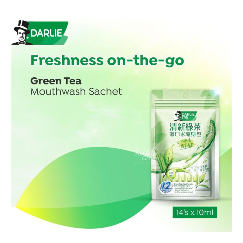 Darlie Antibacterial Zero Alcohol Mouthwash Sachet - Green Tea