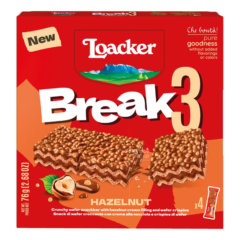 Loacker Crispy Wafers - Break3 Hazelnut
