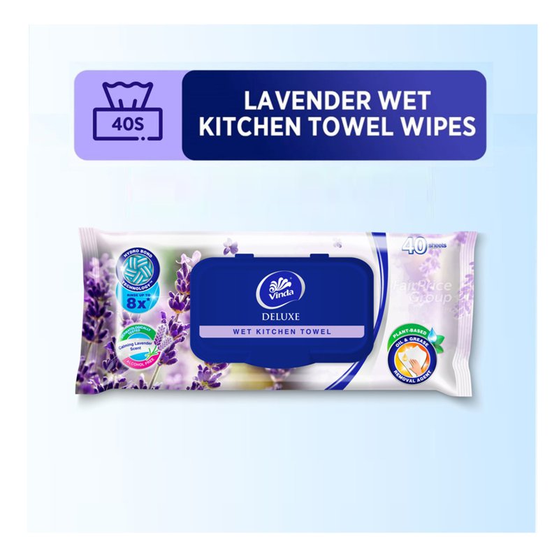 Vinda Deluxe Wet Kitchen Towel - Lavender 40 per pack