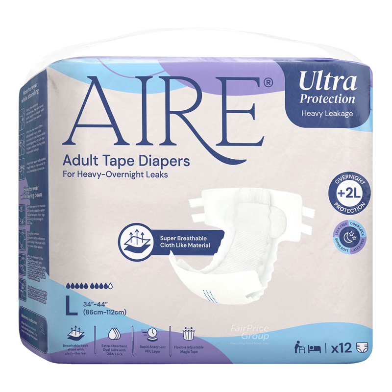 AIRE Ultra Protection Adult Tape Diapers - L 12 per pack