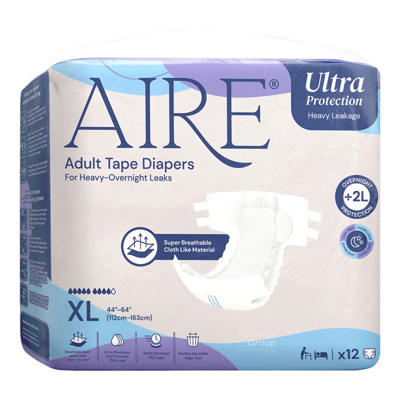 AIRE Ultra Protection Adult Tape Diapers - XL 12 per pack