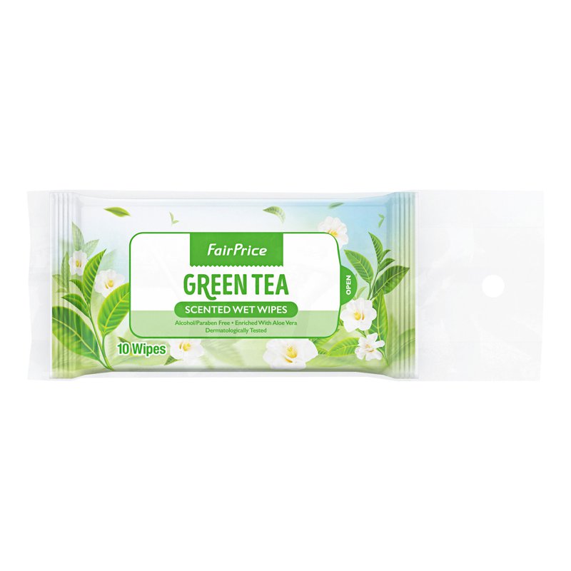 FairPrice Wet Wipes - Green Tea 3 x 10 per pack