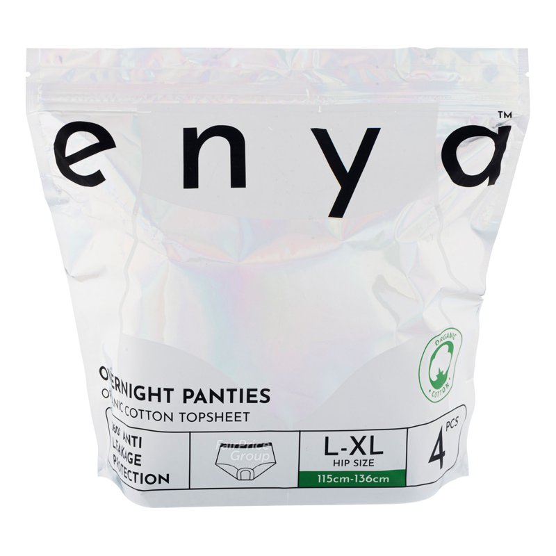 Enya Organic Cotton Overnight Panties - L-XL 4 per pack