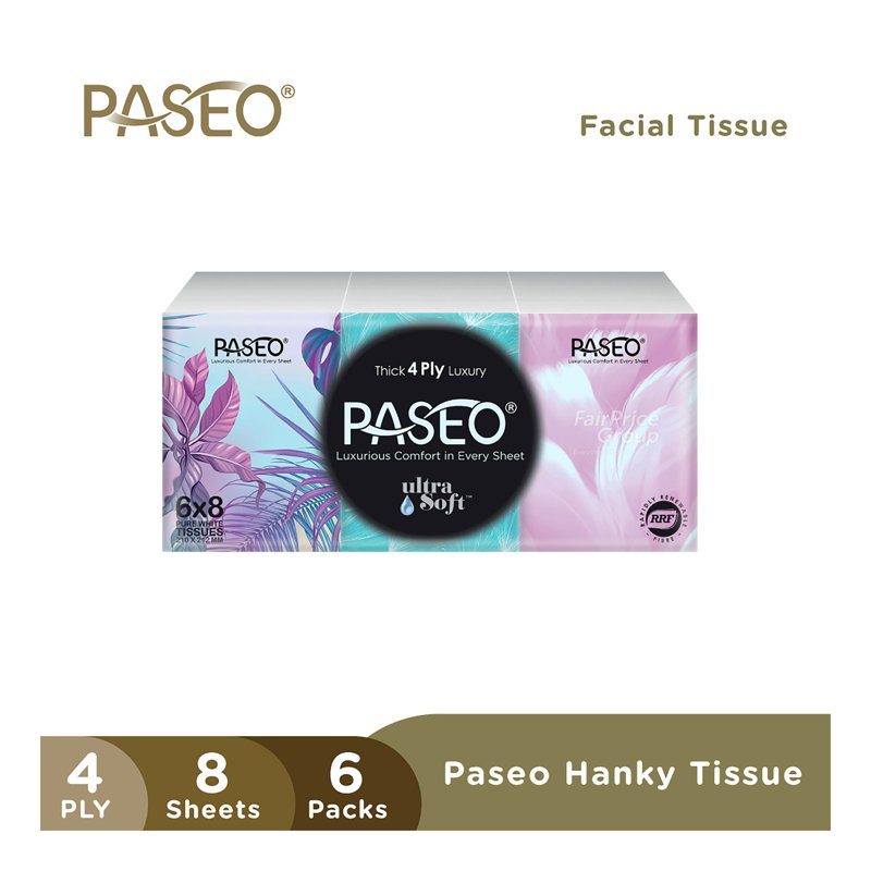Paseo Luxury Hanky Tissue - 4ply 6 x 8 per pack