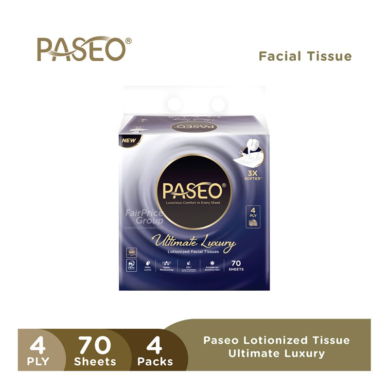 Paseo Ultimate Luxury Lotionized Facial Tissue - 4ply 4 x 70 per pack