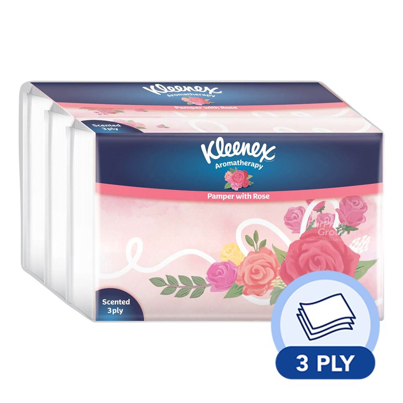Kleenex Soft Pack Facial Tissue - Rose (3 ply) 4 x 44 per pack