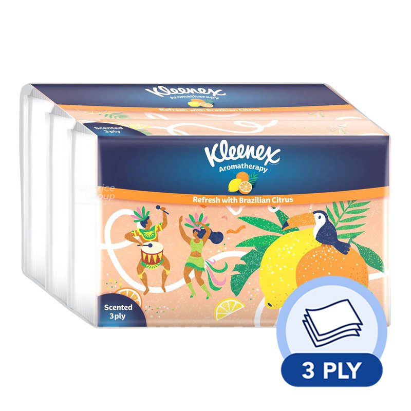 Kleenex Soft Pack Facial Tissue - Citrus (3 ply) 4 x 44 per pack