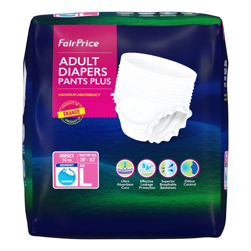 FairPrice Unisex Adult Diapers Pants Plus - L 14 per pack