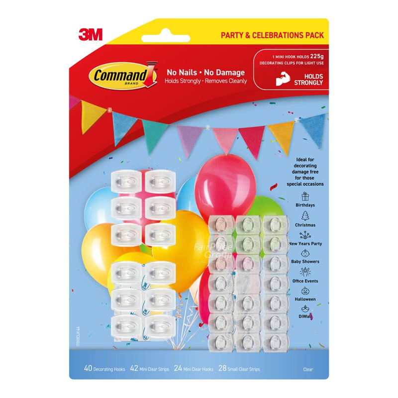 3M Command Command Clear Hook Party & Celebration - 17010CLR-64 1 per pack
