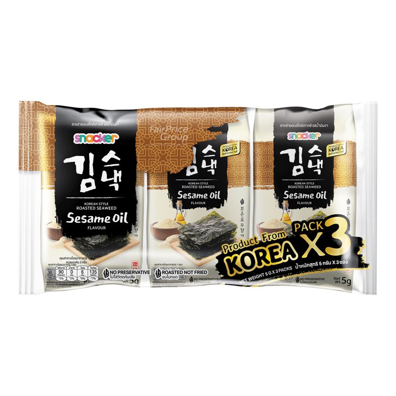 SNACKER Roasted Seaweed Korean Style - Sesame Oil