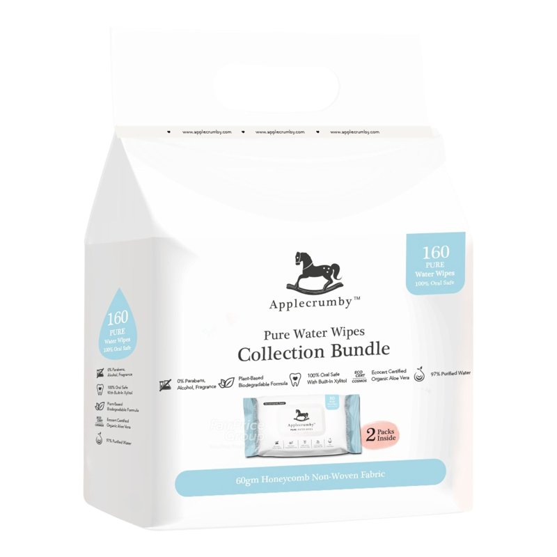 Applecrumby Pure Water Wipes 2 x 80 per pack
