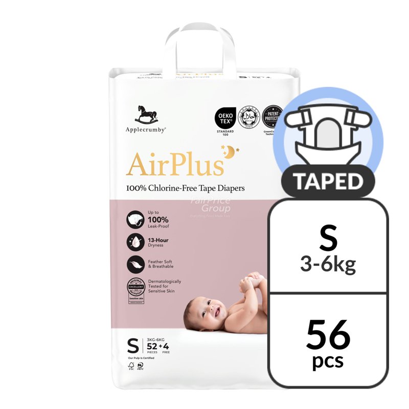 Applecrumby Air Plus Tape Diapers - S 56 per pack
