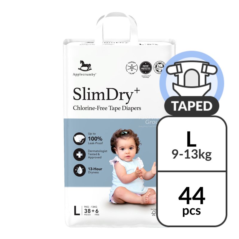 Applecrumby Slimdry+ Tape Diapers - L 44 per pack
