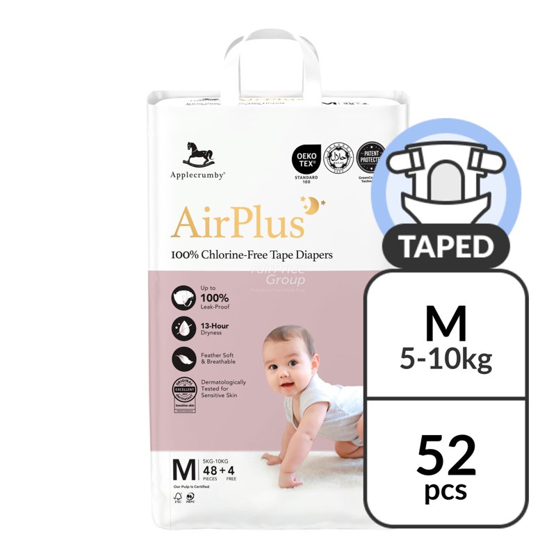 Applecrumby Air Plus Tape Diapers - M 52 per pack