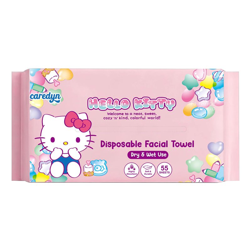 Caredyn Disposable Facial Towel - Hello Kitty 55 per pack
