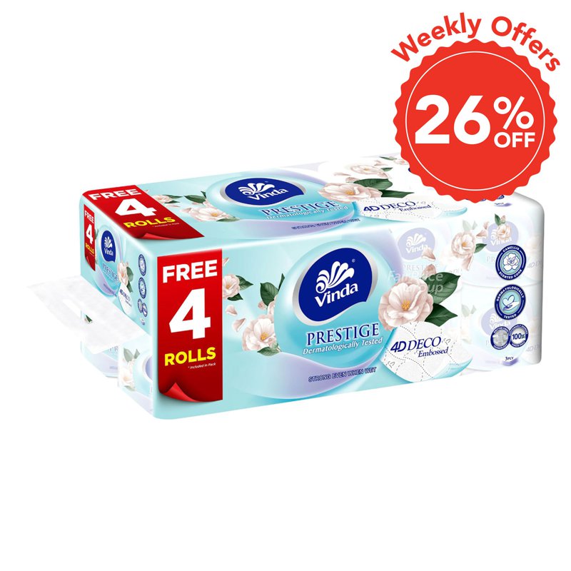 Vinda Prestige Bathroom Tissues - 4D Emboss Camelia (3 Ply) 20 x 190 per pack