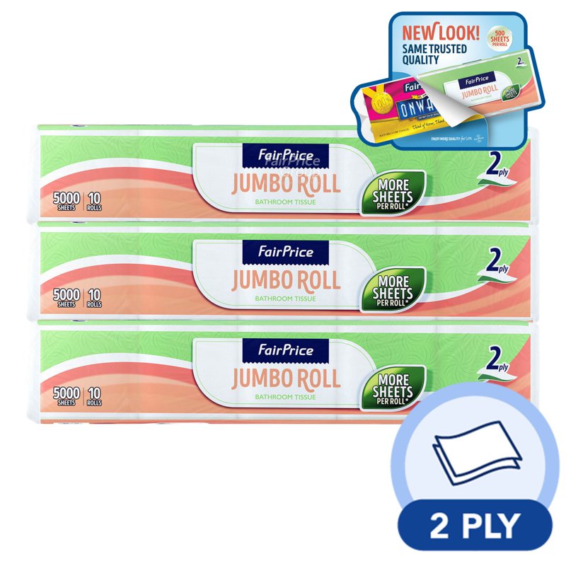 FairPrice Bathroom Tissues - Jumbo (2-Ply) 30 X 500 per pack