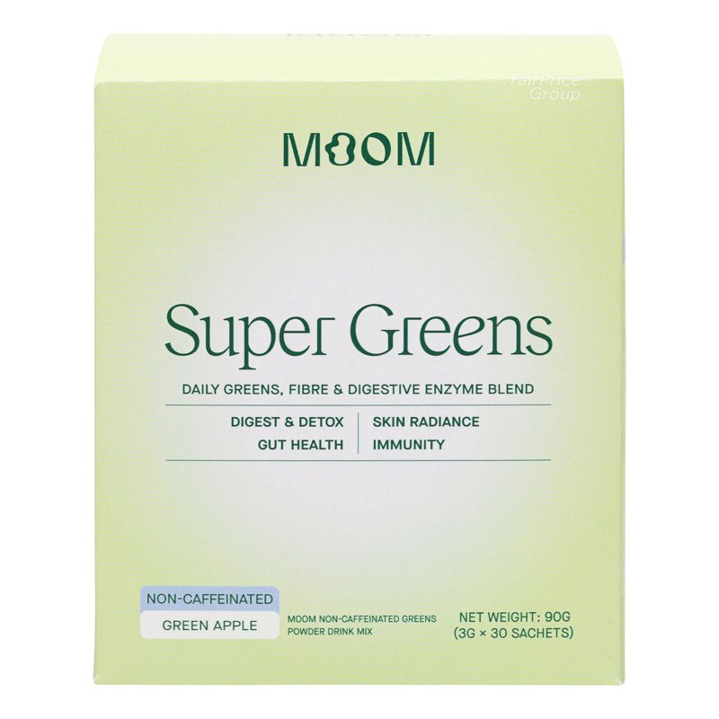 Moomhealth Super Green (Non Caffeinated) - Green Apple Sachets 30 per pack
