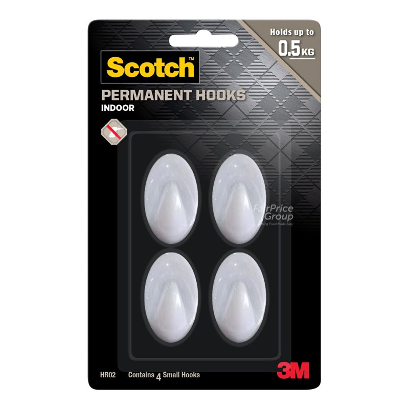 Scotch 3m Permanent Hook - Small (HR02) 4 per pack