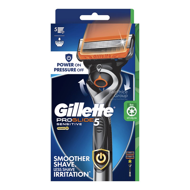 Gillette Proglide 5 Sensitive Power Razor Handle + 2 Cartridges 1 per pack