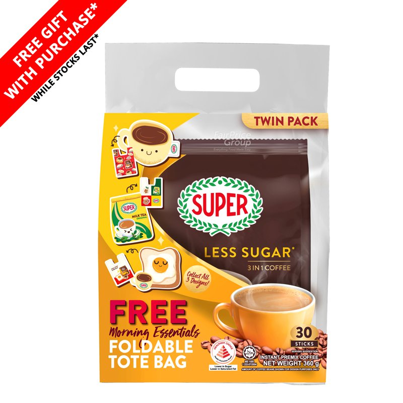 Super 3-In-1 Instant Coffee - Less Sugar + Gwp