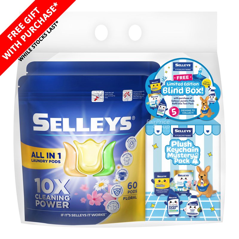 Selleys Laundry Pods Twin Pack With Free Blind Box - Floral 2 x 60 per pack