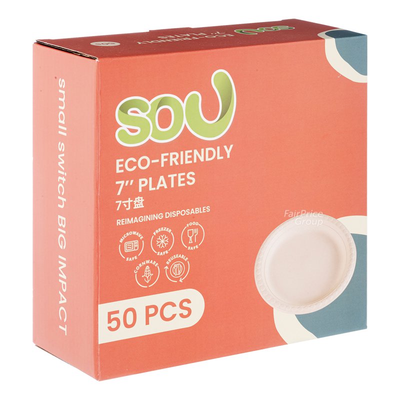 SOU Eco-Friendly Corn Plates - 7-inch (SO-6906) 50 per pack