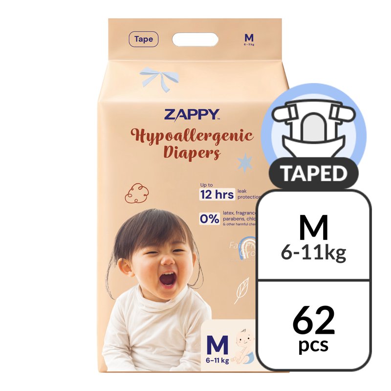 Zappy Hypoallergenic Diaper Tape - M 62 per pack