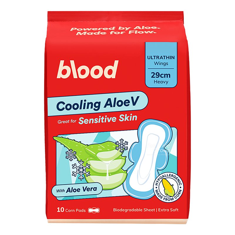 Blood Cooling Aloe Vera Sanitary Pad - Heavy (29cm) 10 per pack