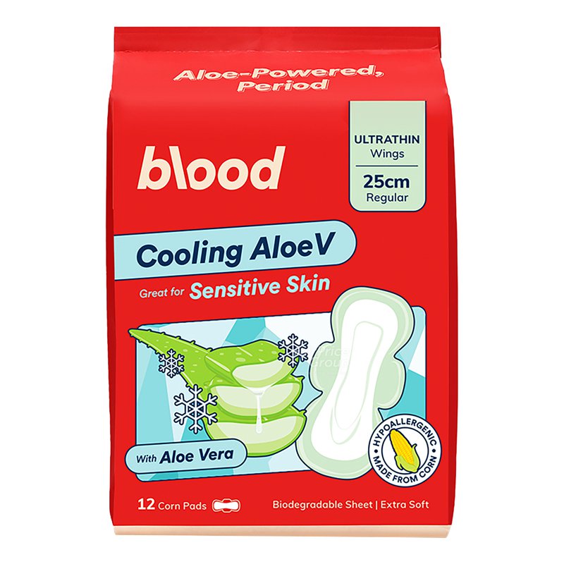 Blood Cooling Aloe Vera Sanitary Pad - Regular (25cm) 12 per pack