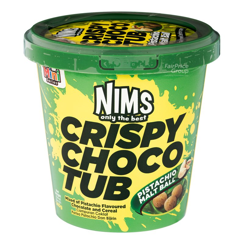 Nims Crispy Chocolate Tub - Pistachio Malt Ball 140g