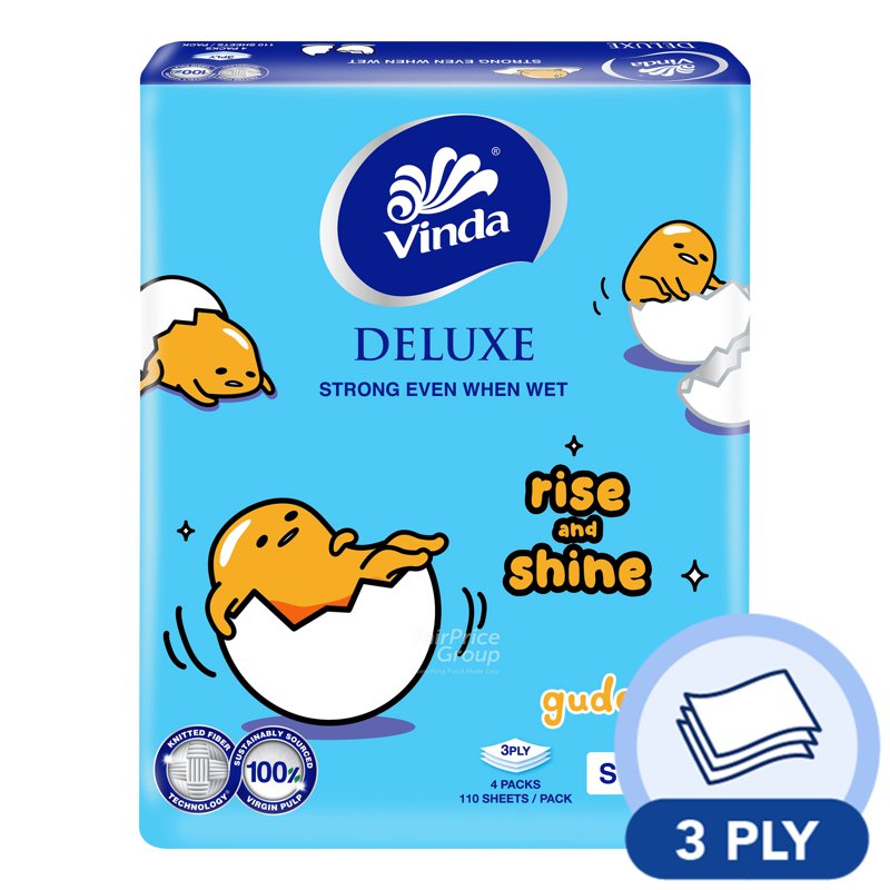 Vinda Gudetama Soft Pack Facial Tissue (3 Ply) 4 x 110 per pack