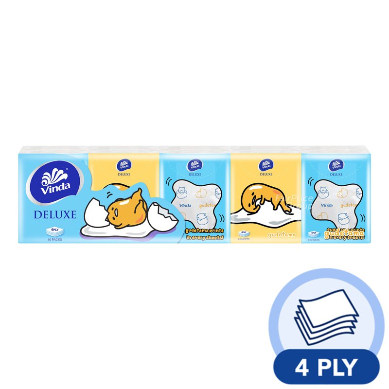 Vinda Gudetama Hanky Tissue (4 Ply) 10 x 8 per pack