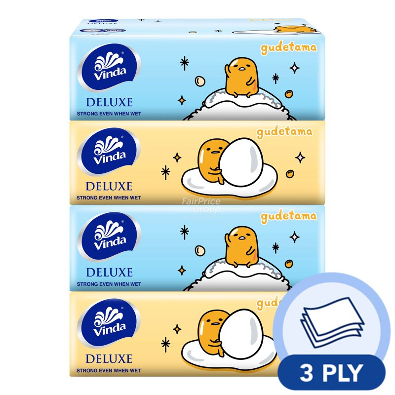 Vinda Gudetama Facial Tissue Box (3 Ply) 4 x 80 per pack