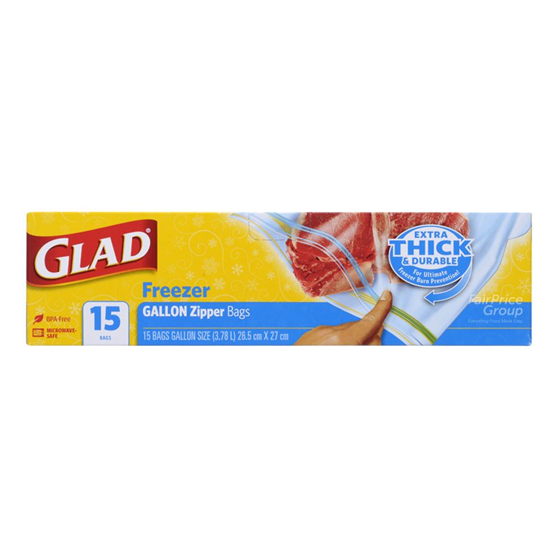 Glad Freezer Zipper Bags - Gallon 15 per pack