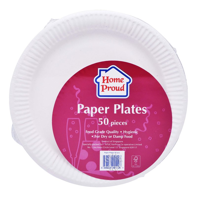 HomeProud Disposable Paper Plates (22.86cm) 50 per pack