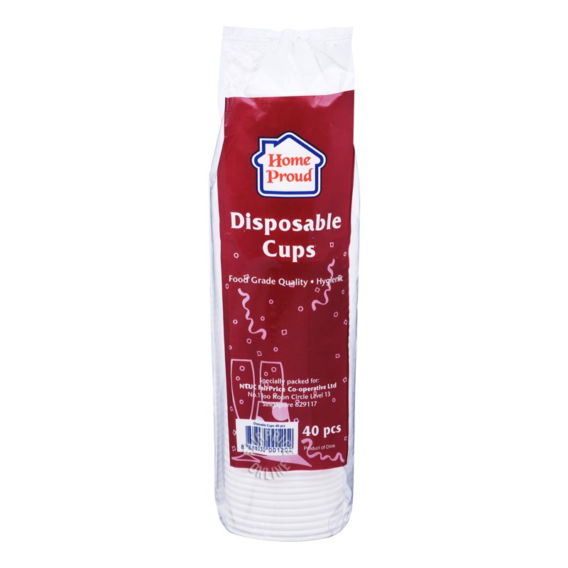 HomeProud Disposable Cups - White 40 per pack