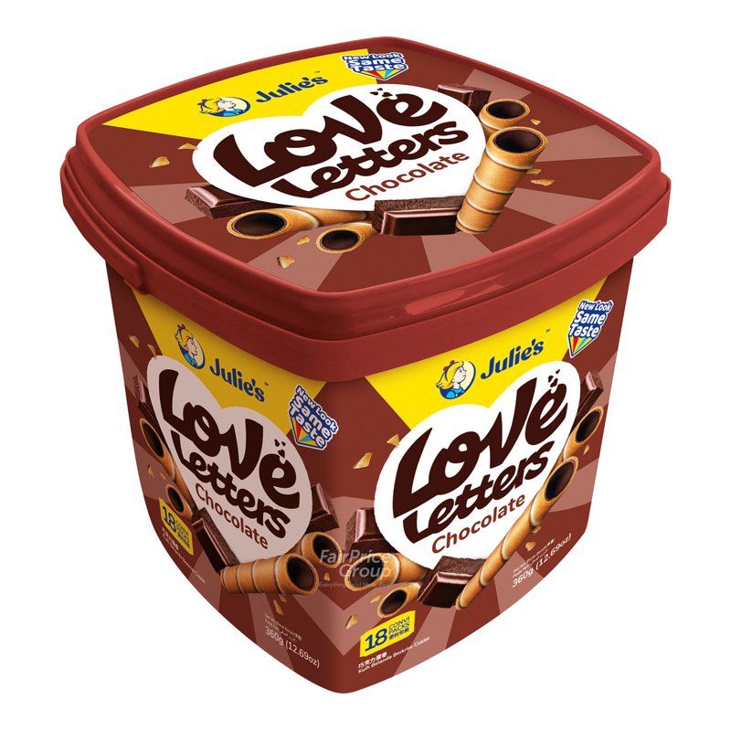 Julie's Love Letters Cream Wafer Roll - Chocolate