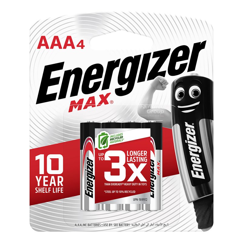 Energizer Alkaline Battery - Max (AAA) 4 per pack